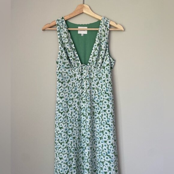 NEW Reformation Ceara Midi Dress Daisy Meadow Green Floral | US 0 UK 4 - Picture 12 of 16